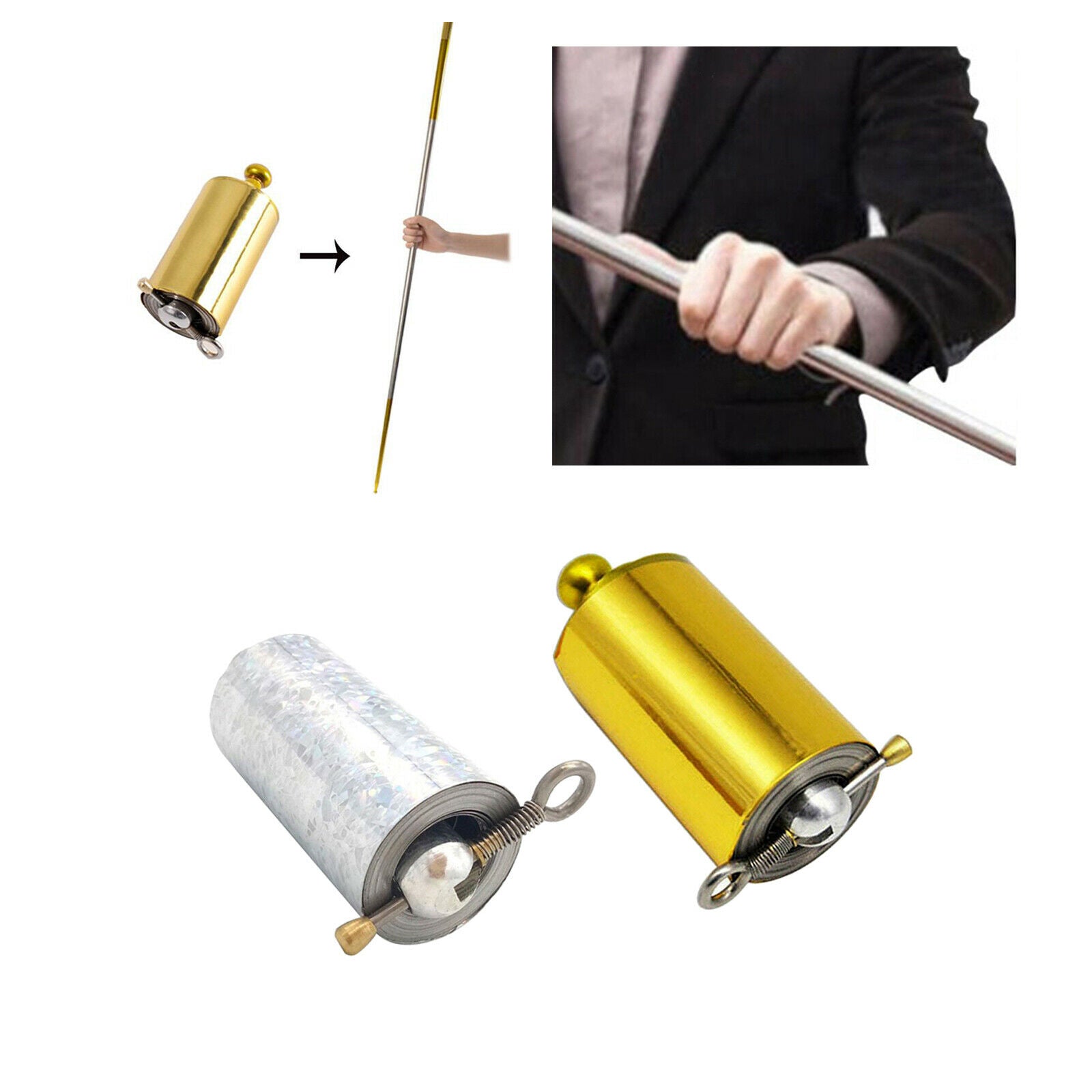 2Pcs 1.1m Magic Pocket Staff for Stage Pocket Staff Magic Tricks Stage