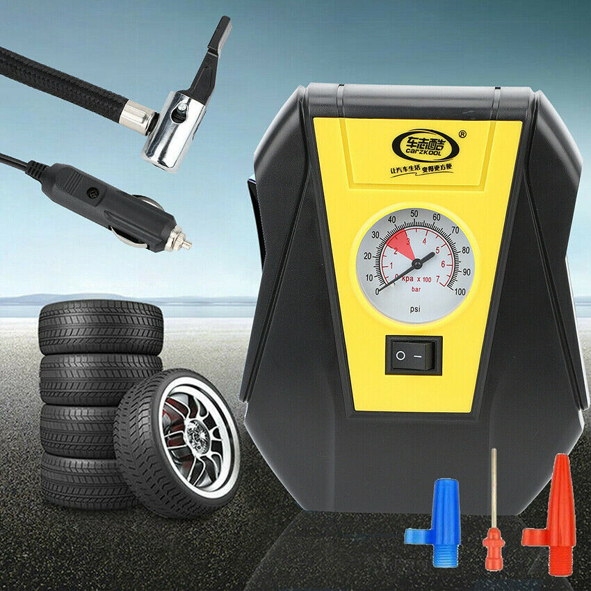 Tire Inflator DC 12 Volt Car Portable Air Compressor Pump 100 PSI Pressure Gauge