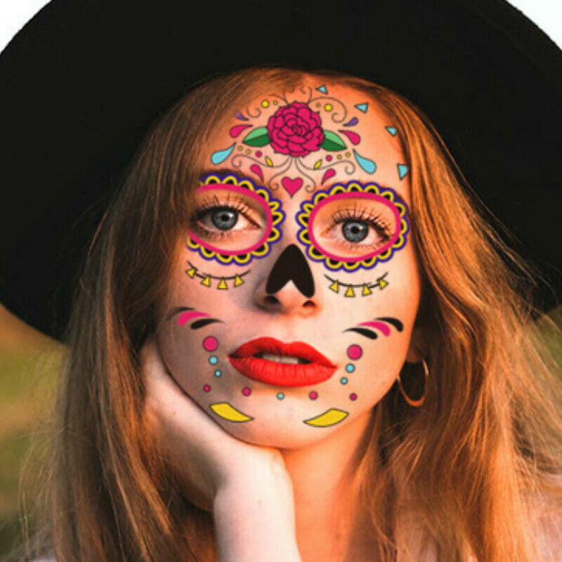 10 Sheets Halloween Temporary Face Tattoos Body Paste Transfer Stickers Party