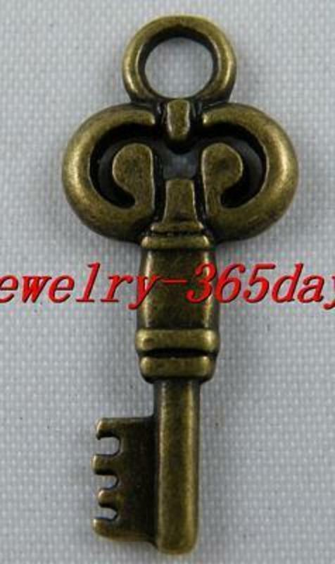 50pcs Bronze Color Nice Key Pendants 28x12.5mm 9856