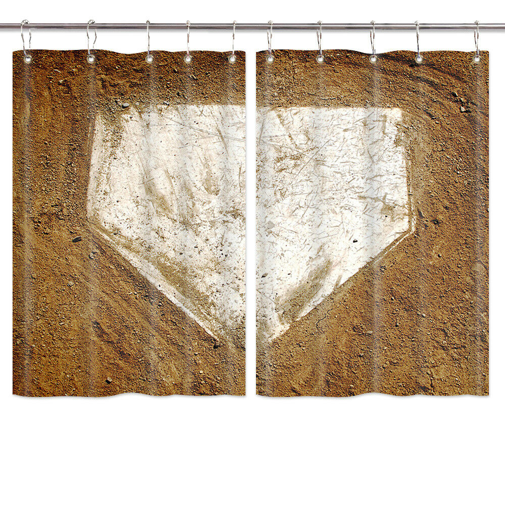 Home Plate Baseball Window Treatments for Kitchen Curtains 2 Panels,55X39 Inches