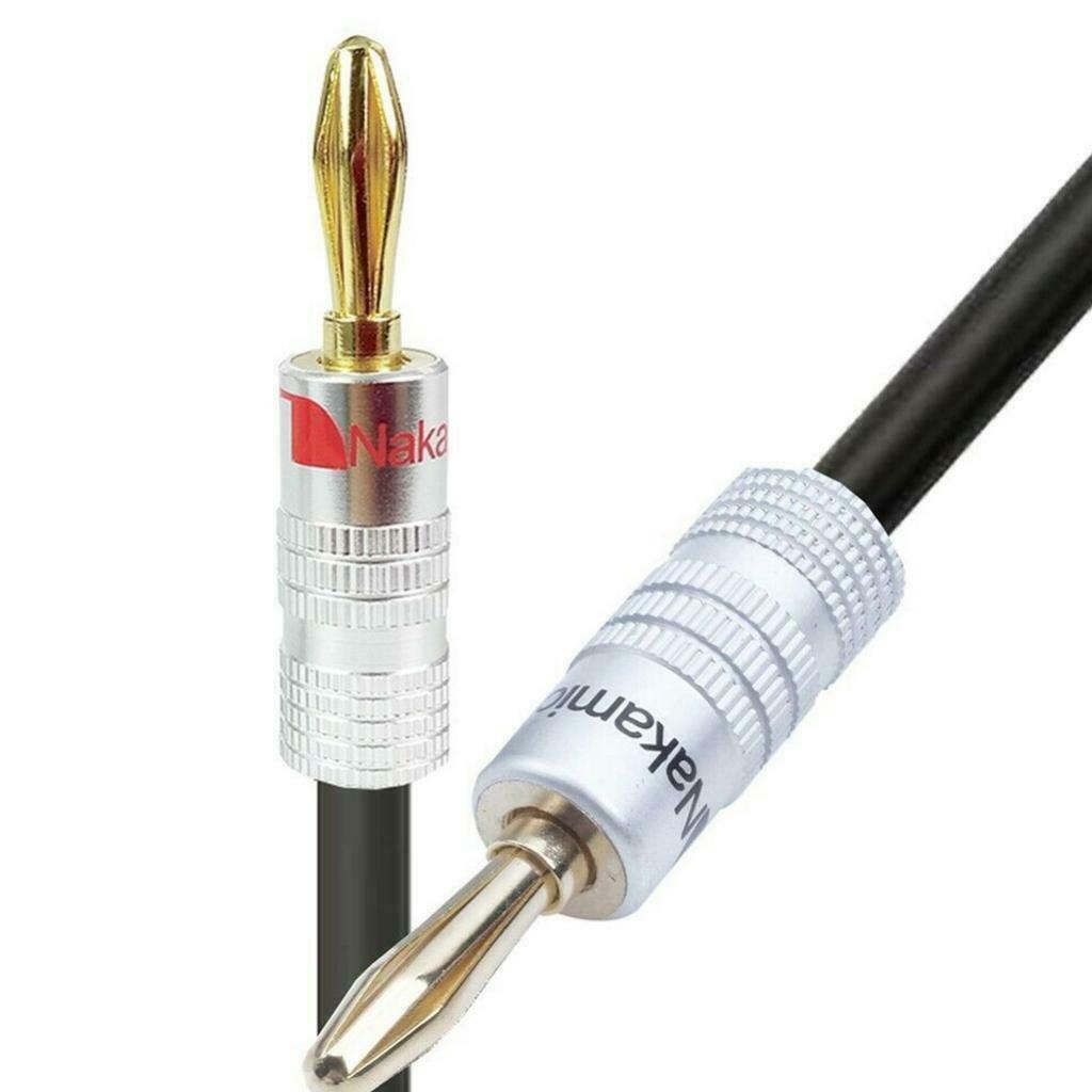 2Pcs OFC Wire 10ft 12 Gauge Hifi Speaker Cable Wire with 8pcs Banana Plugs