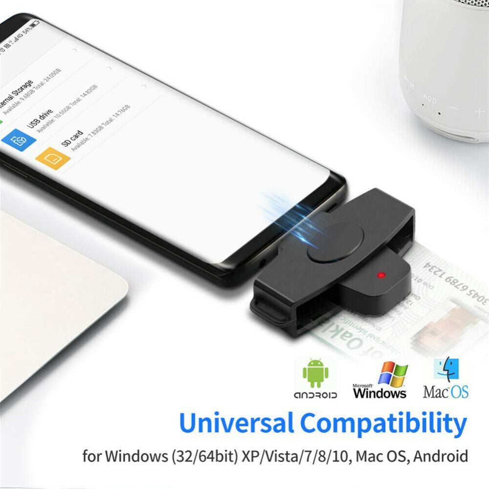 USB Type C Smart Card Reader Memory ID Bank EMV Electronic Connector Adapter