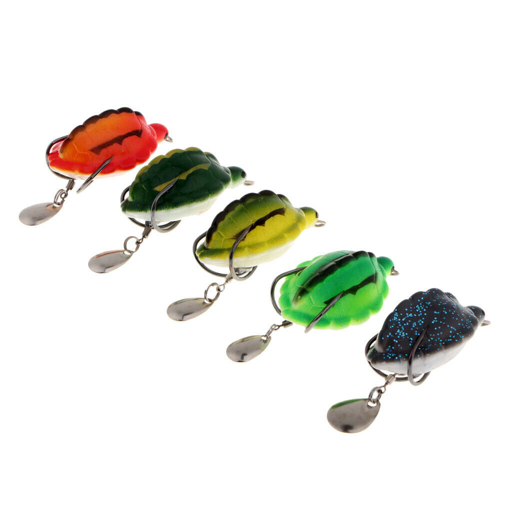 5pcs Soft Silicone Frog Fishing Lure Topwater Hook Baits Crankbaits