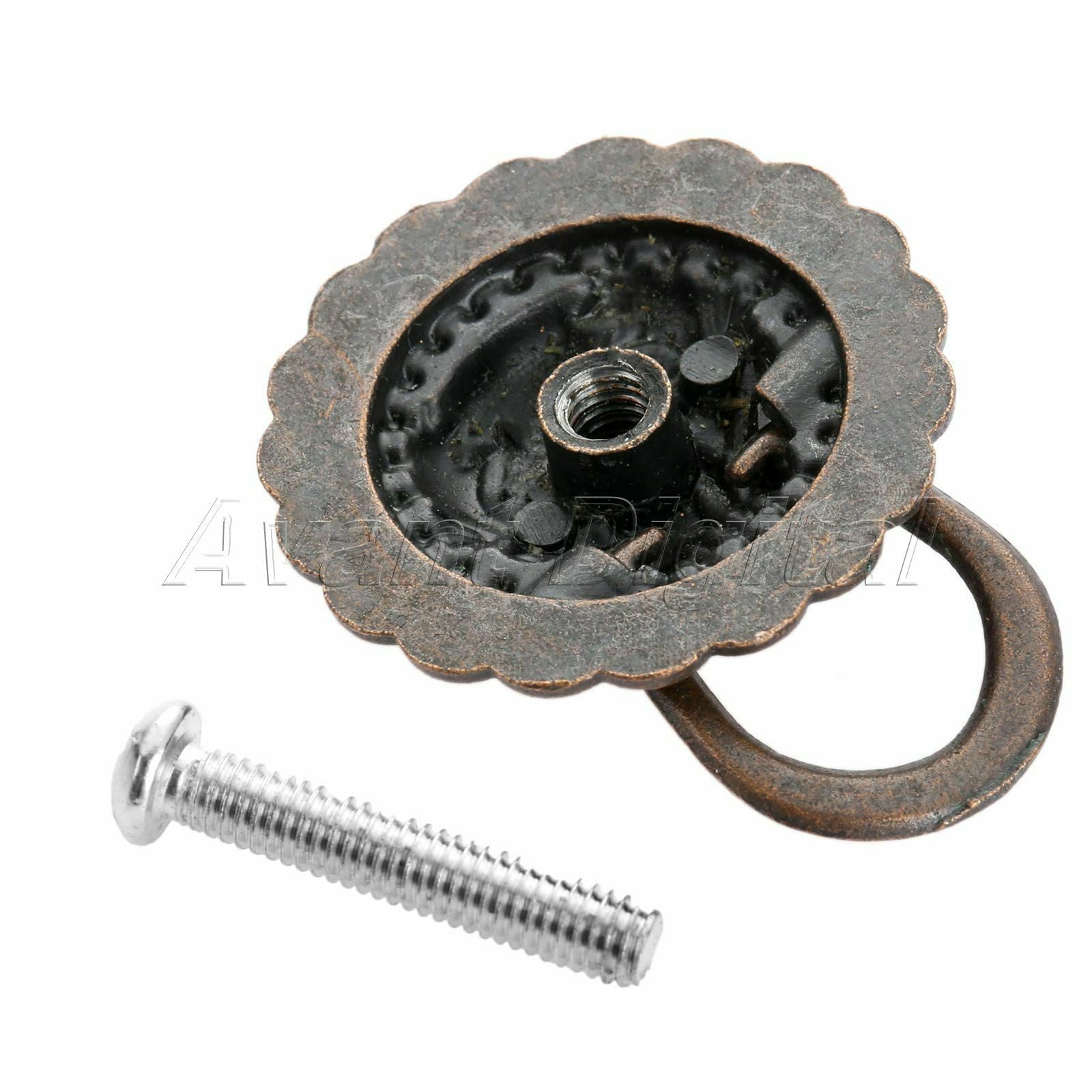 5pc Metal Lion Head Furniture Cabinet Knobs Ring Drawer Door Pull Handle 29*37mm