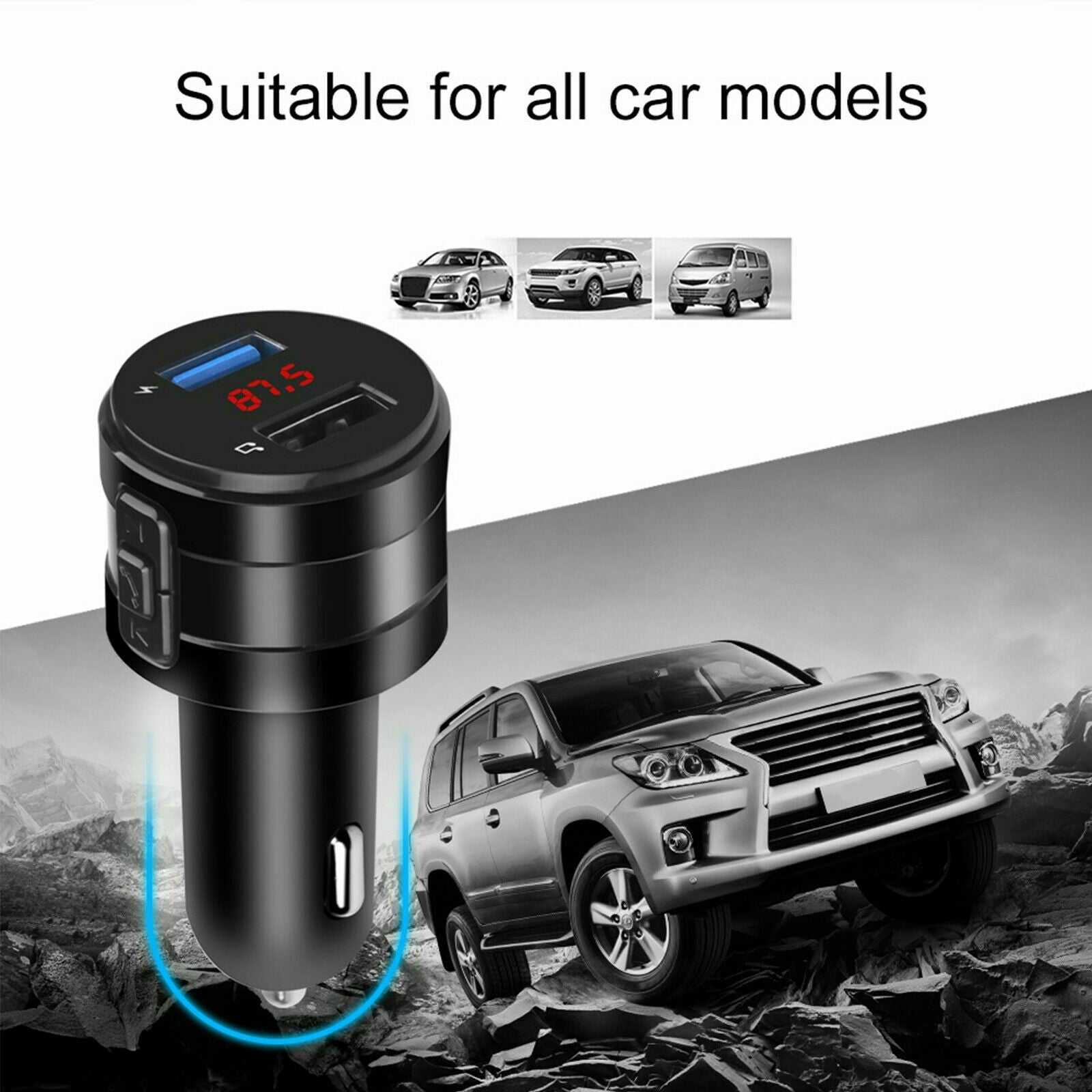 Bluetooth 5.0 Wireless Car FM Transmitter Music MP3 AUX Radio 2 USB Charger LED