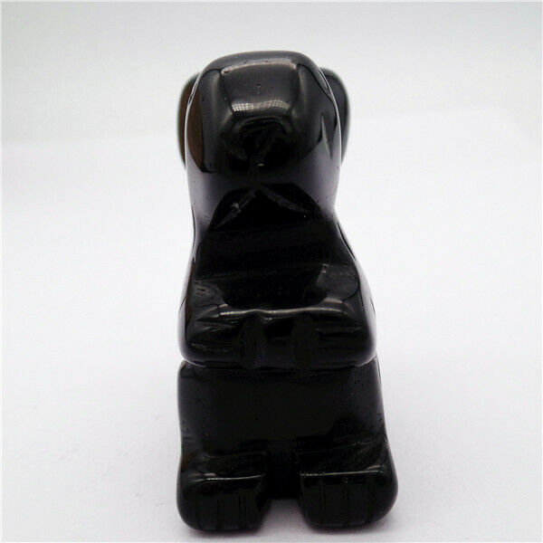 50x43x24mm Squirrel Decoration Black Obsidian Carved Stone Statue Decor HH8074