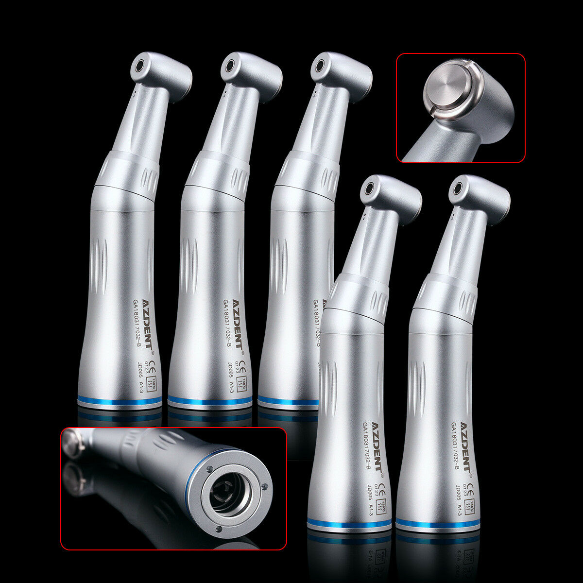 5PCS AZDENT Dental Inner Water Contra Angle Low Speed Handpiece Push Button CA