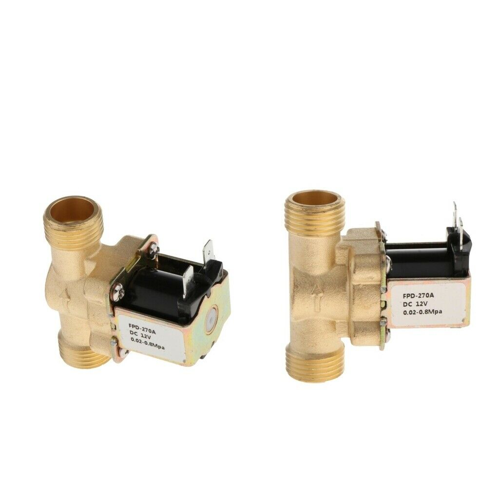 2pcs Electric Solenoid Valve Normally Closed Valve for Water DC12V Inlet