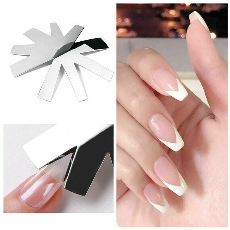 9 Sizes French Cut V-Shape Tips Manicure Edge Trimmer Shaped Line Tools Nail_ FG