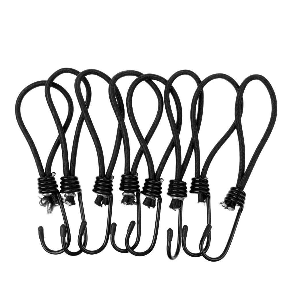 8 Pieces Bungee Hook Tie - Tarpaulin Bungee Stretch Cord Straps Black
