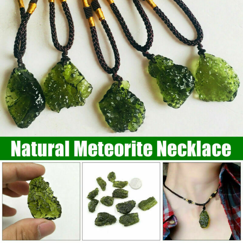 Natural Green GEM MOLDAVITE Meteorite Glass Czech Pendant Necklace Gift