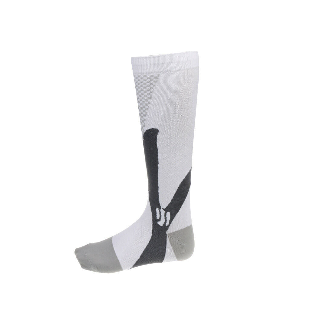 Anti-Slip Football Volleyball Soccer Knee High Sock Sports Socks S/M White