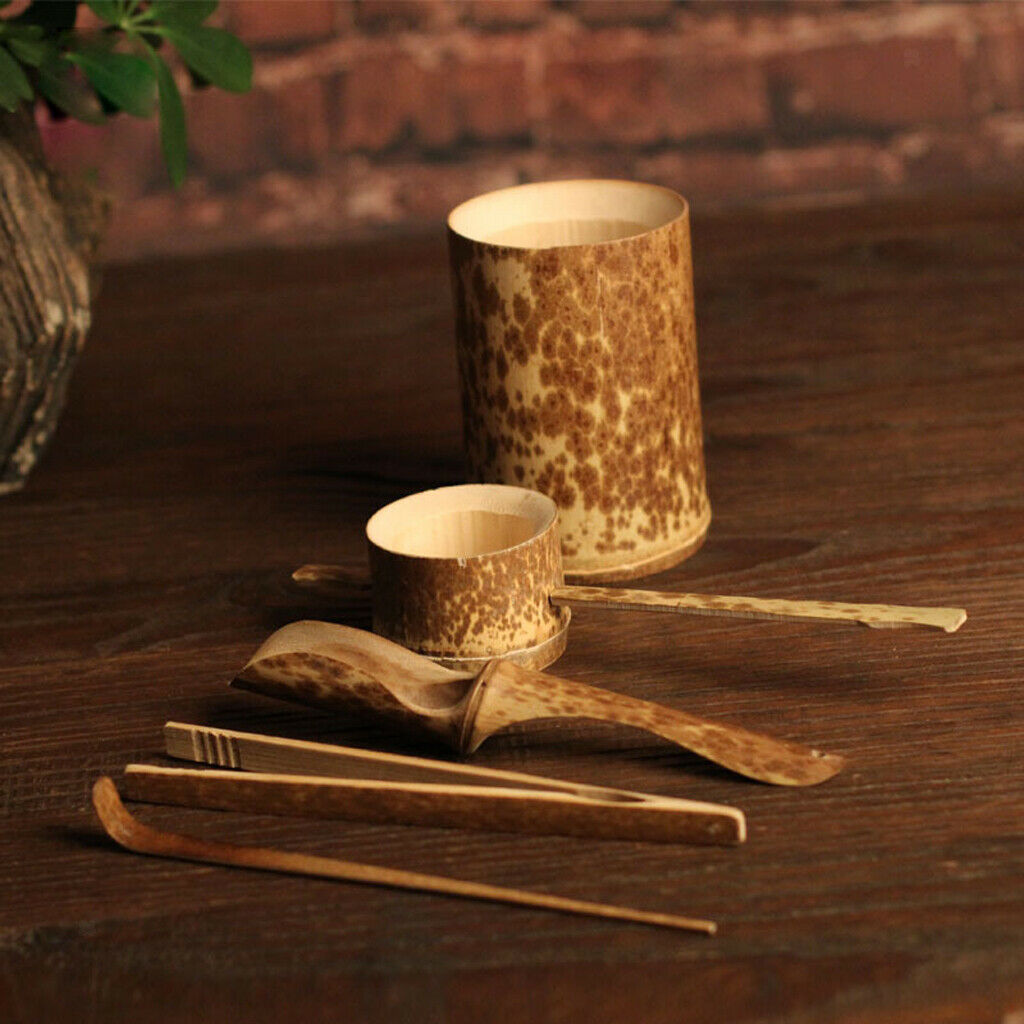 5Pieces Bamboo Tea Strainer Tea Bucket Tea Spoon Kit Kung Fu Tea Ceremony