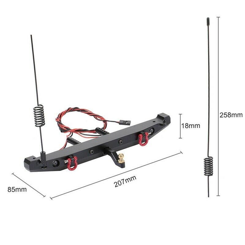 4X(Metal Rear Bumper with LED Light Antenna Tail Hook for 1:10 RC Cler Car O7A4)