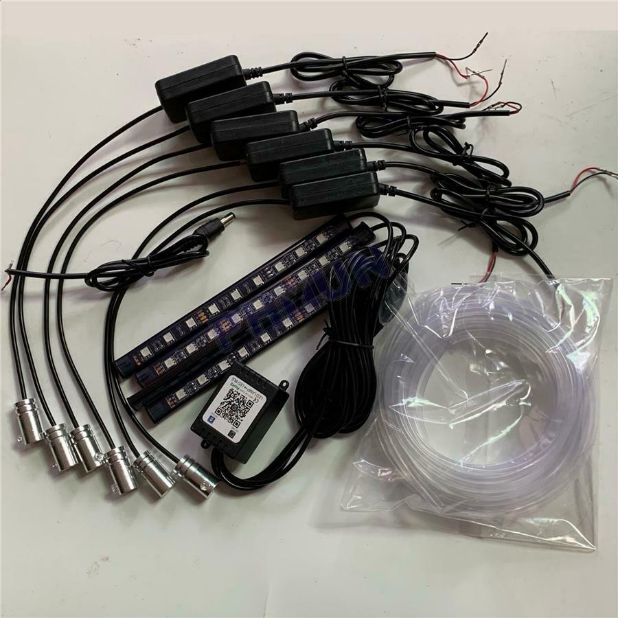 10Pcs RGB LED 8M Fiber Optic Car Truck SUV Neon Strip Light Bluetooth APP Remote