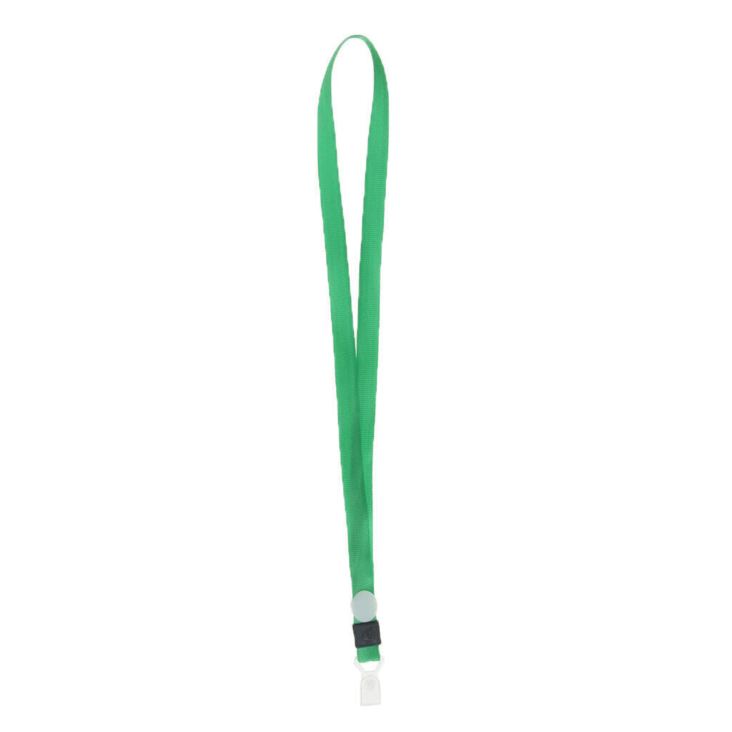 Neck Strap Lanyard with Plastic Clips for ID Cards Badges Key Chains Green
