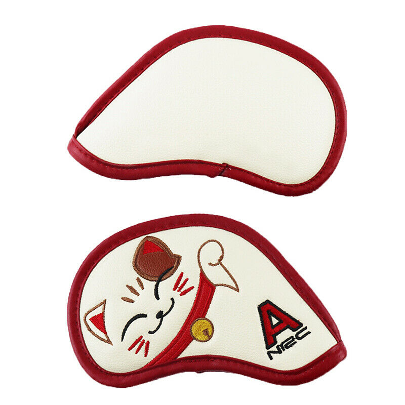 Lucky Cat Golf Iron Headcover Embroidery PU Cute Animal Golf Iron Club CoverBDA