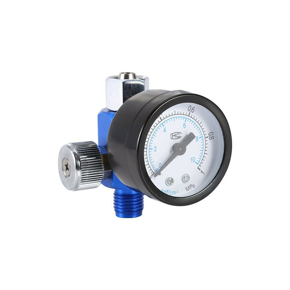 Air Pressure Regulator Spray Gun Pressure Gauge & In-Line Water Trap Filter Tool
