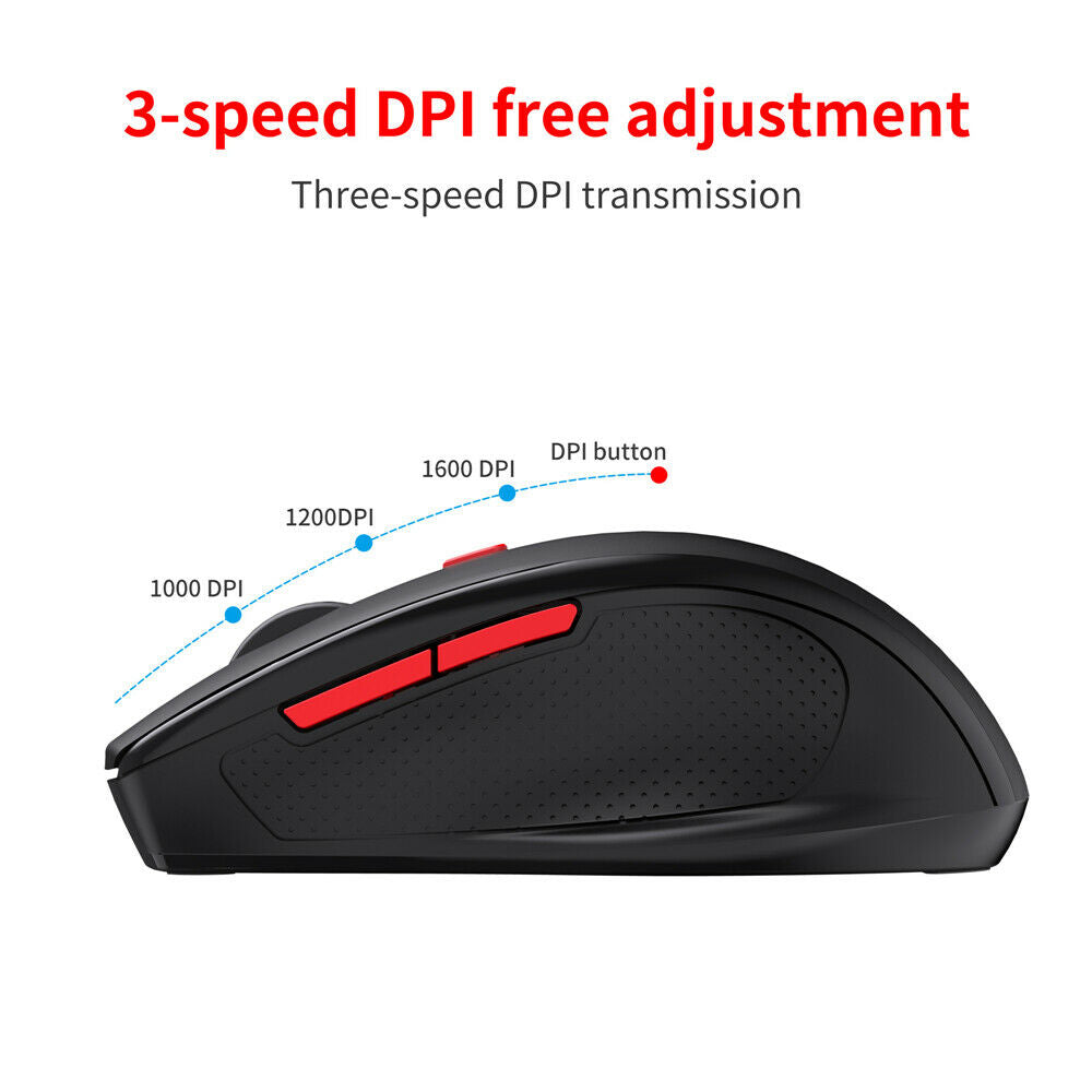 2.4G Wireless Optical Mouse 6Button for PC Laptop Notebook Computer USB Receiver