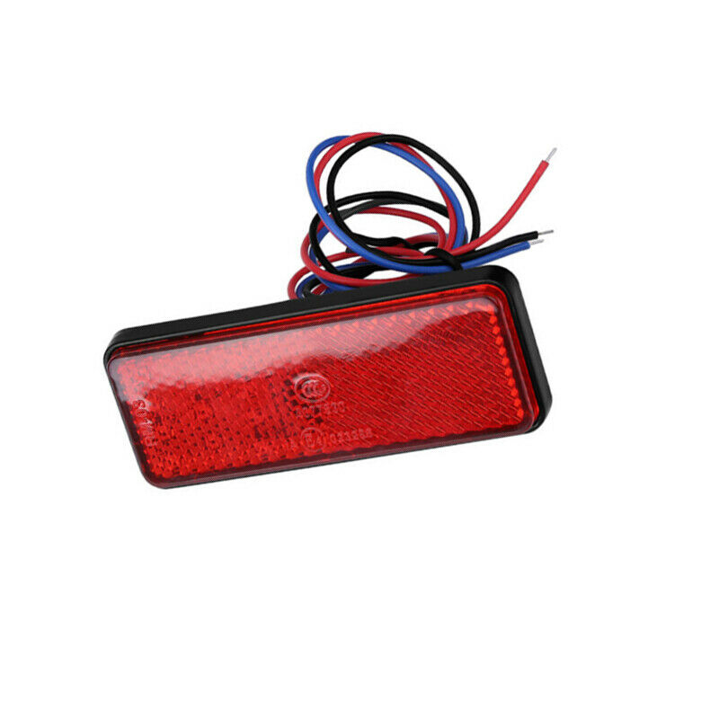 1PCS Car Trucks Motorcycle Red Rectangle LED Reflector Tail Brake Stop Light Kit