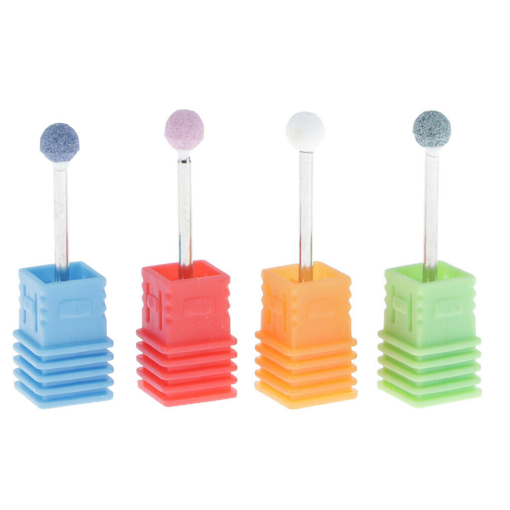 4x Nail Drill Bits Ball Head Diamond Rotary Burrs Cuticle Clean Manicure Bit