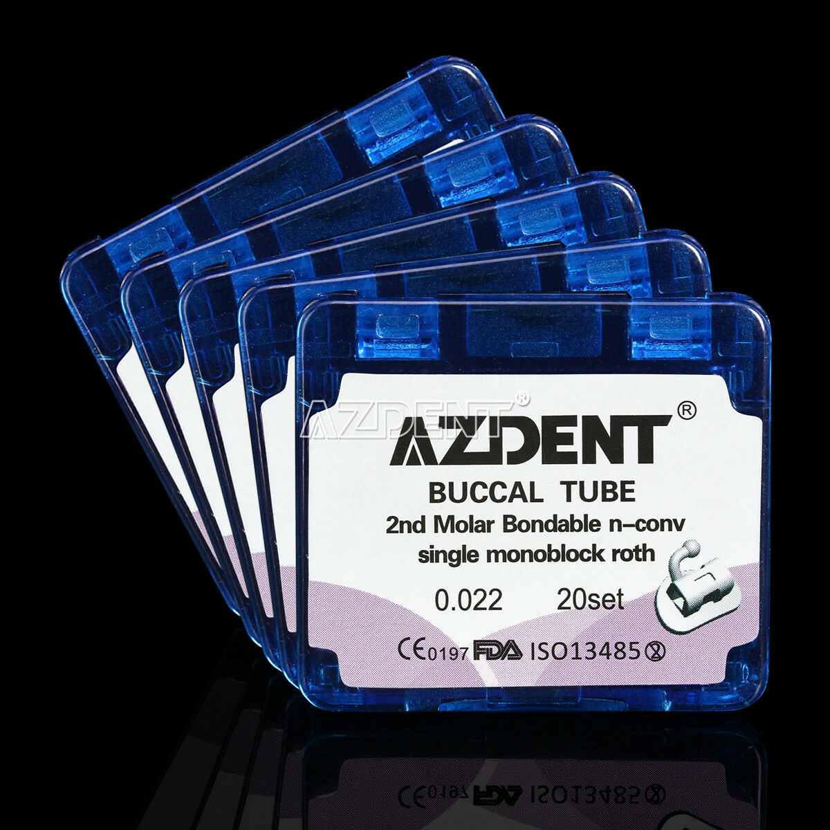 5X AZDENT Dental Orthodontic 2nd Molar Buccal Tubes Roth 022 Bondable Non-Conv