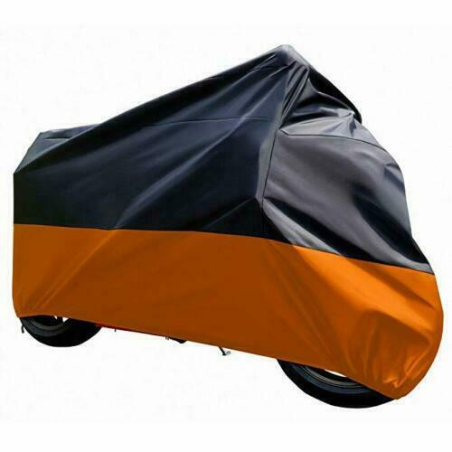 One XXXL Size Black Orange Motorcycle Cover Rain Dust Protector Bike Universal