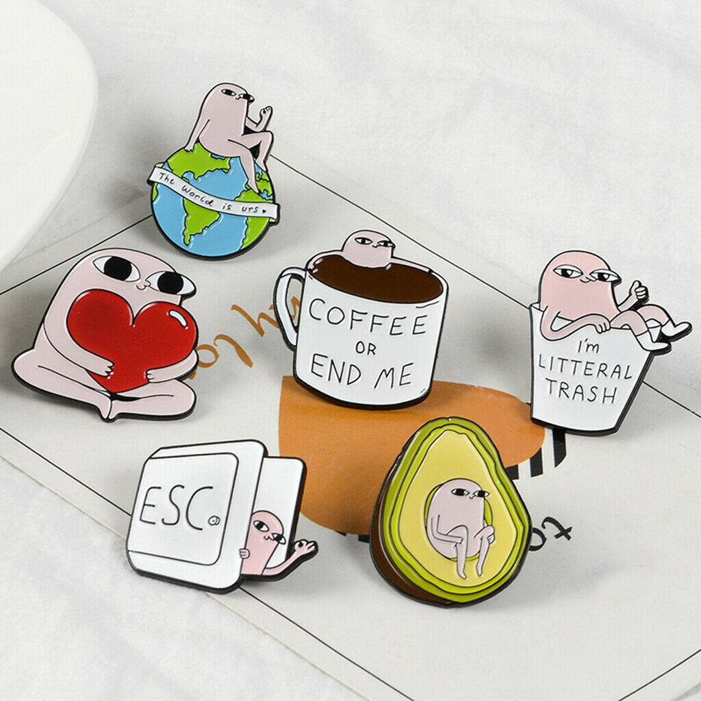 6x Cute Enamel Lapel Pin Cartoon Brooch Pin Badges for Clothes Bag Backpack