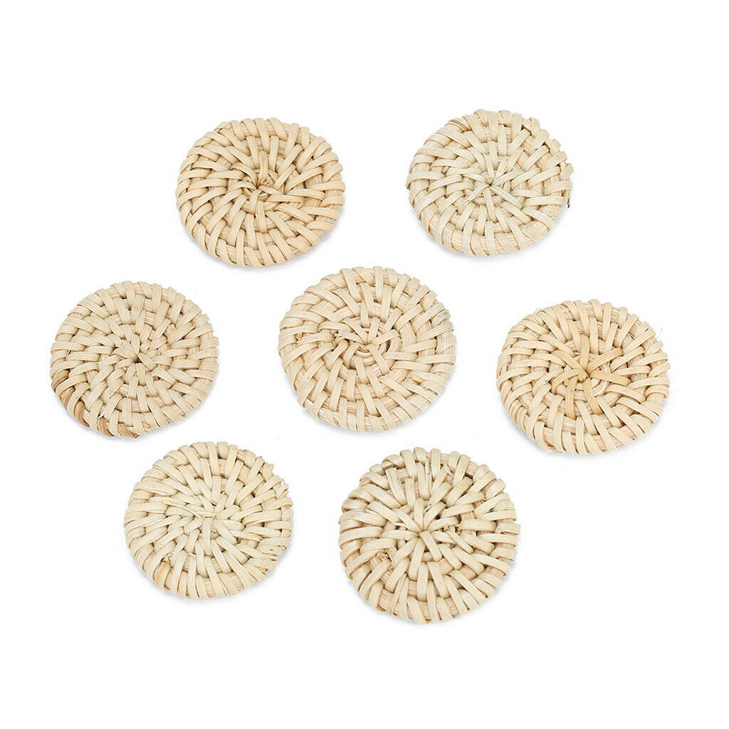 3 Assorted Shapes Rattan Earring DIY - Light Yellow, Round