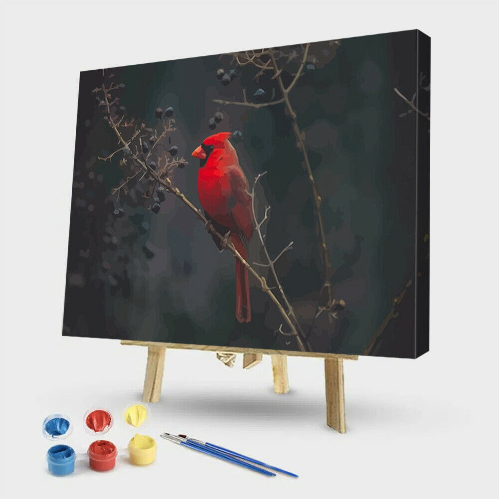 DIY Oil Painting By Number Kit Redbird Hand Painted Craft Drawing Decor 50x40cm