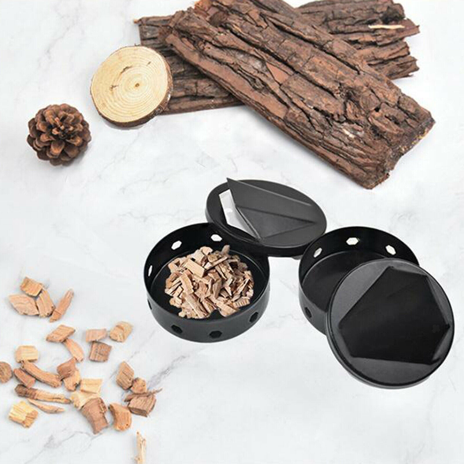 2x BBQ Smoke Generator Barbecue Grilling Meat Fish Wood Chip Smoker Box Tool