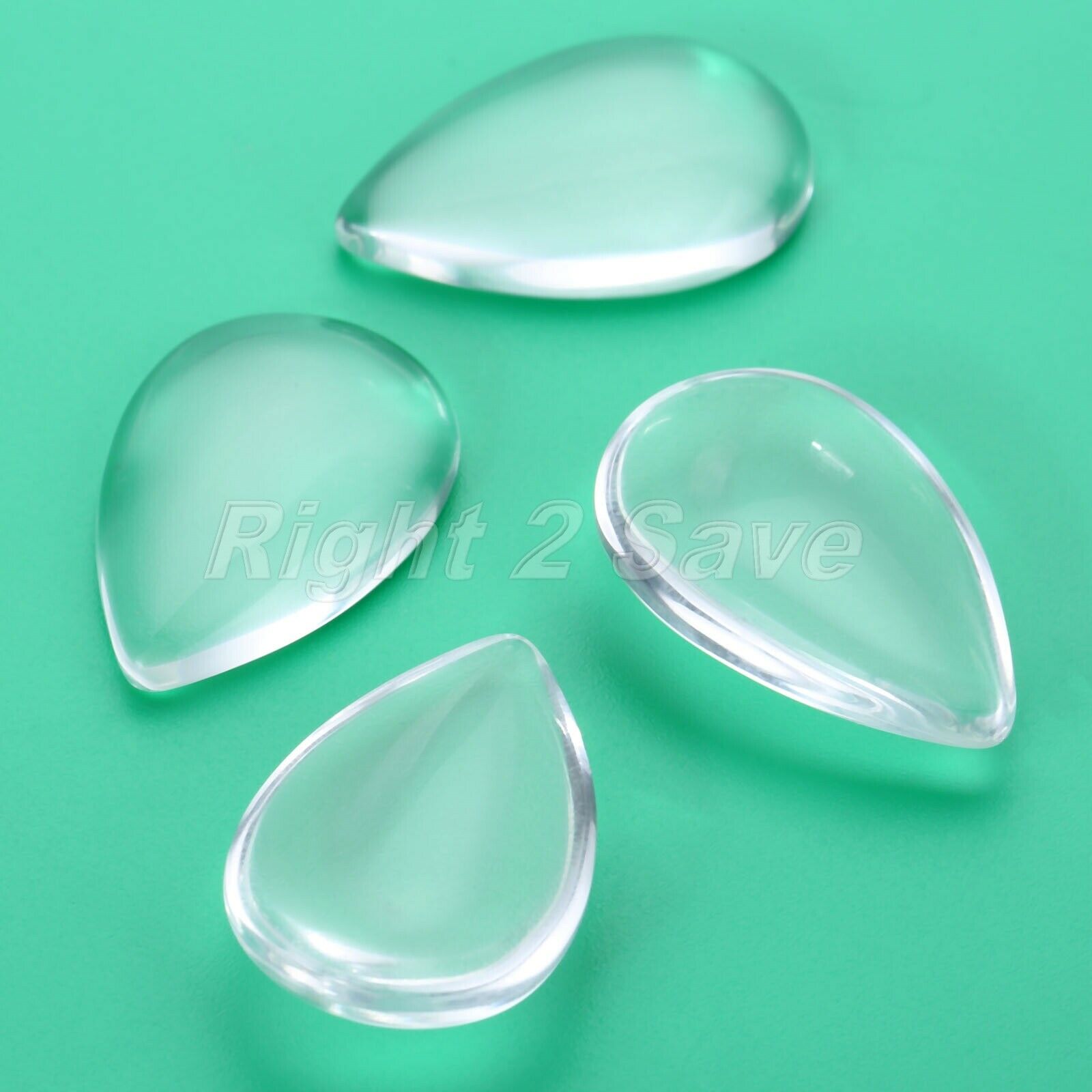 10pcs Teardrop Clear Glass Flat Back Cabochon Pendants Craft Magnify Base Cover