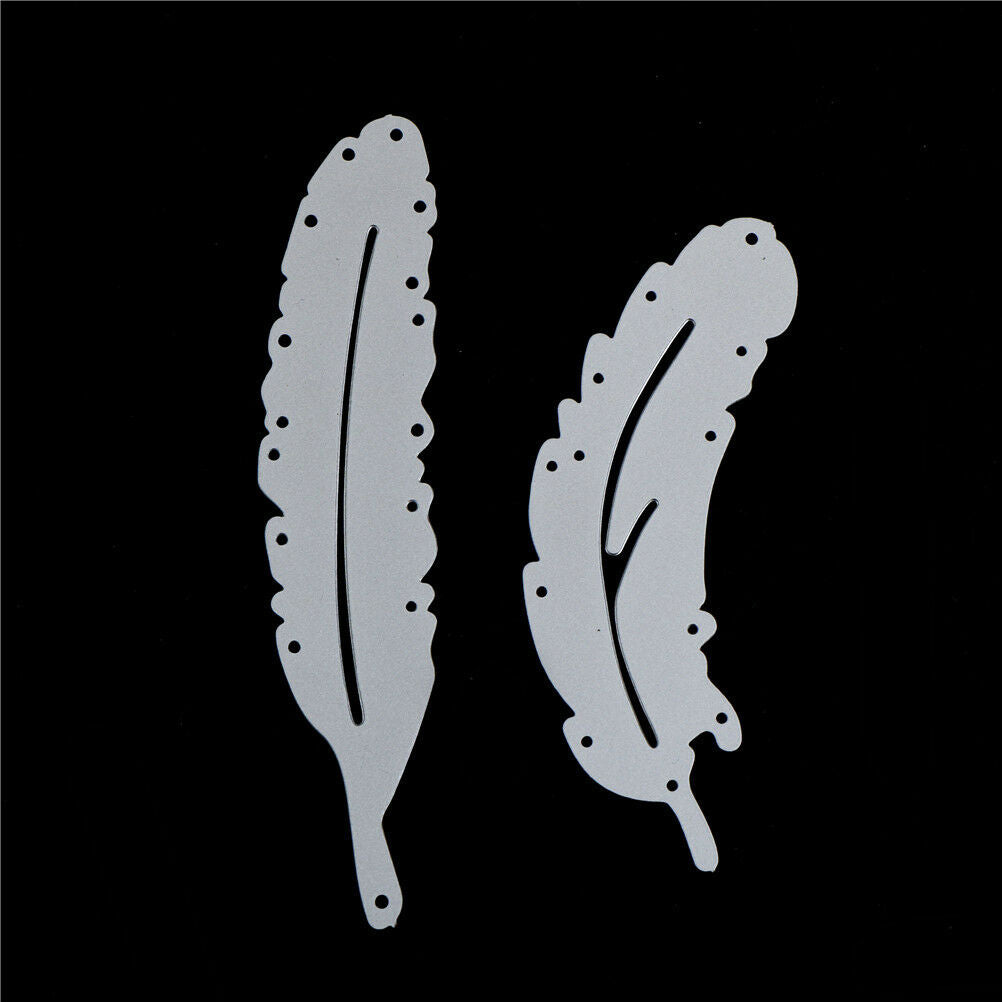 2pcs feather metal cutting dies stencil scrapbook album paper embossing c.l8