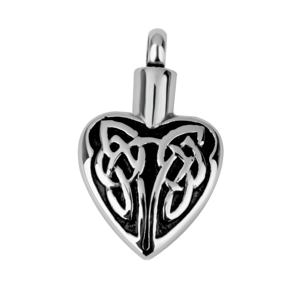 Stainless Heart Celtic Wings Cremation Keepsake Memorial Ash Urn Pendant