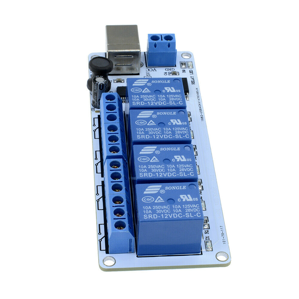 4 Channel 5V USB Relay Board 4 SPDT Relay SRD-05VDC-SL-C for Home Ligh DC Motor