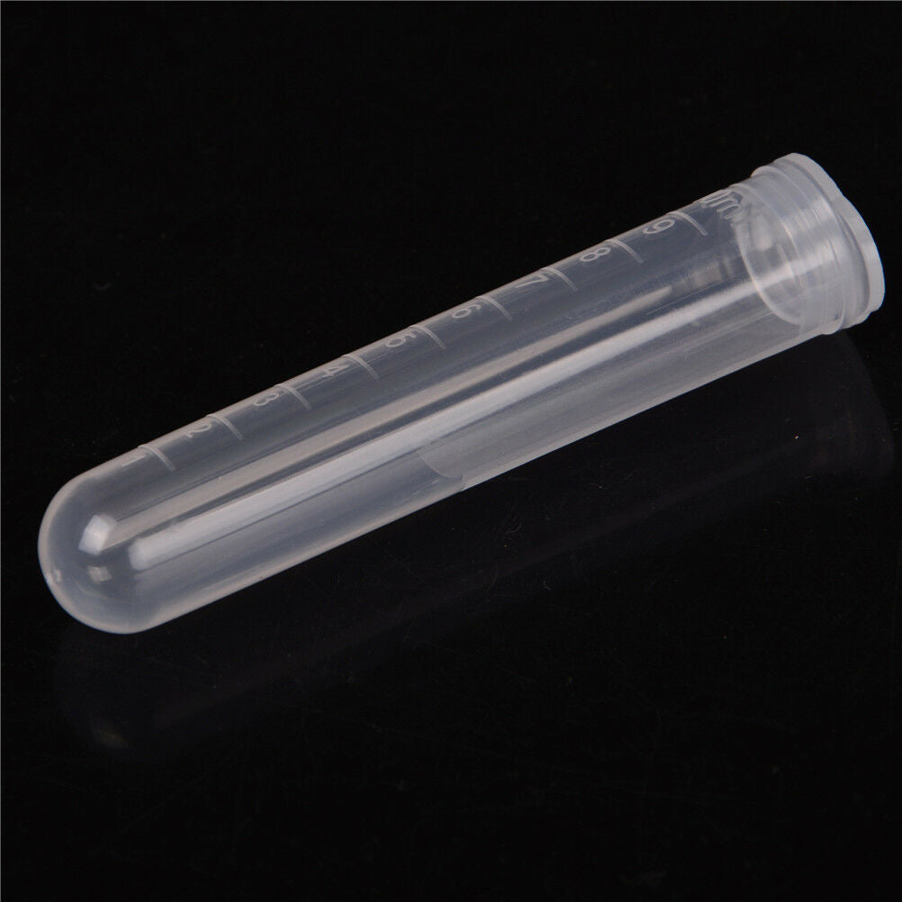 20Pcs 10ml Plastic Centrifuge Lab Test Tube Vial Sample Container with C.l8