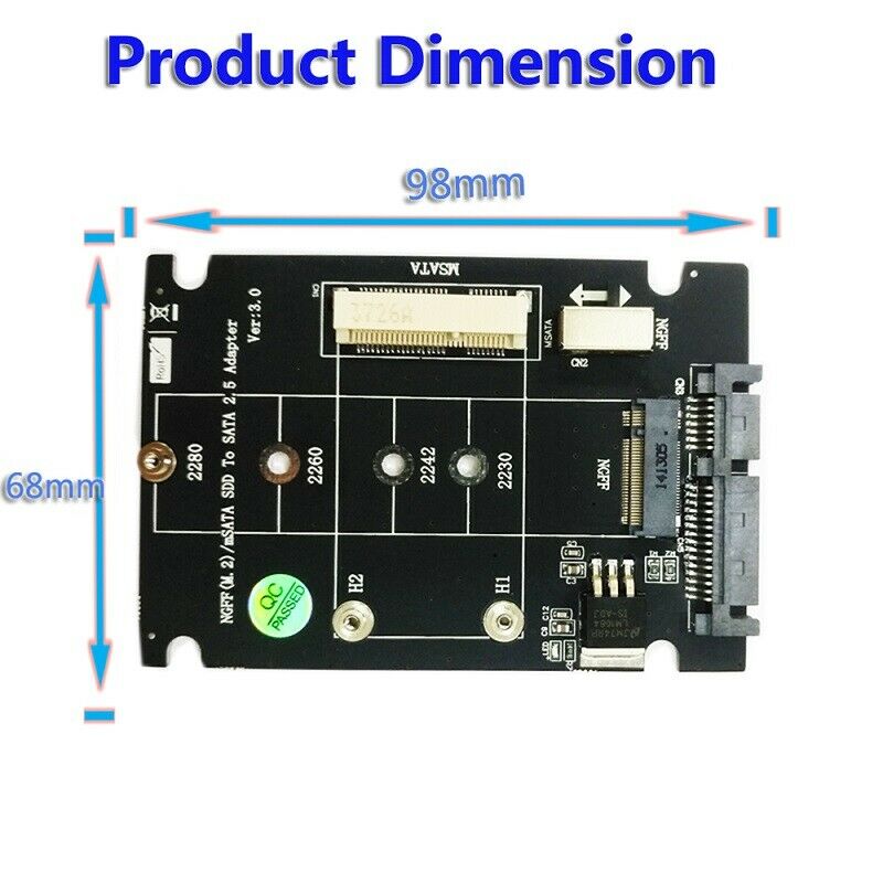 Mini PCI-E B M-KEY M.2 NGFF & 2.5" mSATA SSD to SATA III 3.0 Converter Adapter