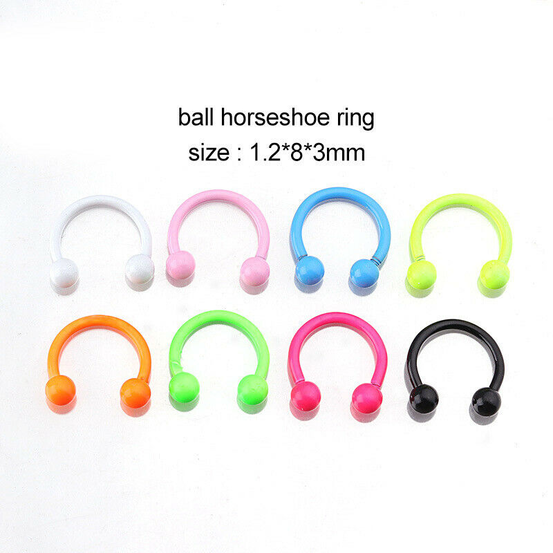 8Pcs C Type Piercing Horseshoe Stainless Steel Nose Ring Piercing Body Je.l8