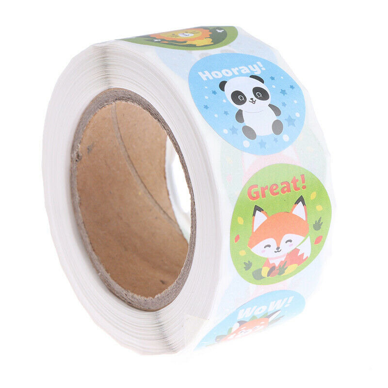 500pcs/roll Cartoon Animals Stickers Reward Words Stickers for Student Ki.l8