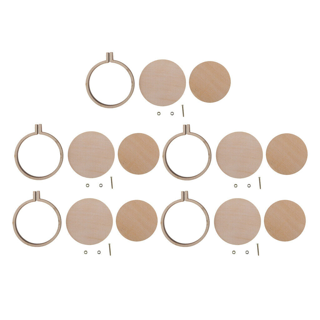 5x Wood Embroidery Hoop Cross Stitch Frames Ring for Brooch DIY Accessories