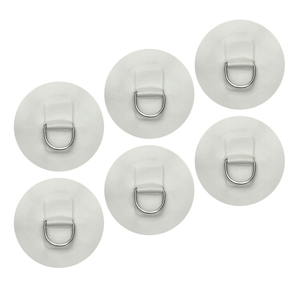 6pcs Inflatable Boat Raft Dinghy Surfboard D-Ring Round Ring Patch Pad White