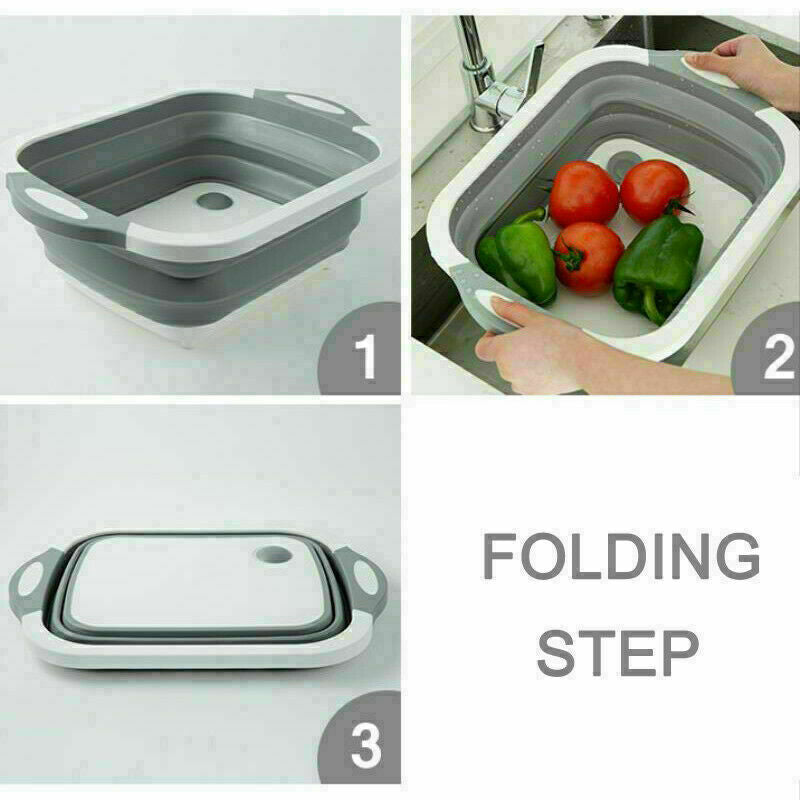 Folding Chopping Cutting Board Drain Vegetable Basket Multi-Function 2 In 1 NR9