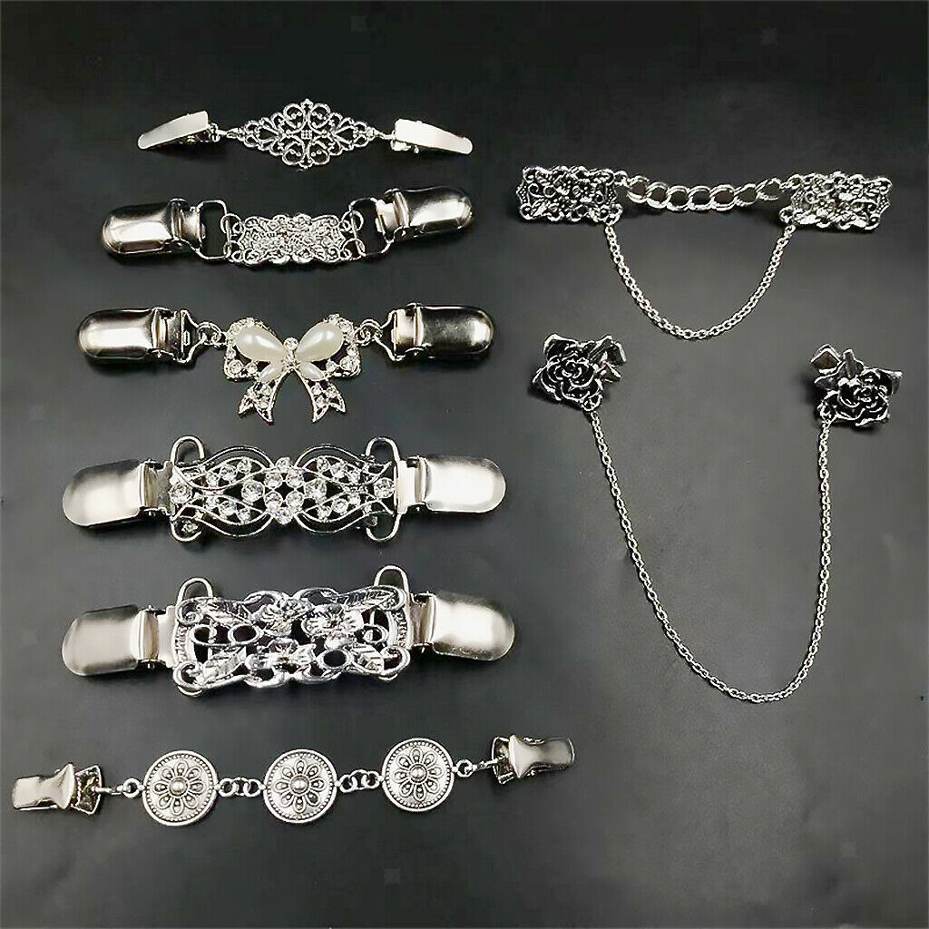 Sweater Clips Shawl 8 Styles Shawl Chain Clips Brooches for Formal Occasion