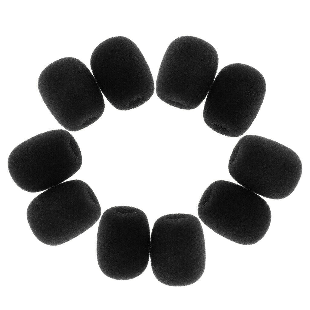 10 Pieces Mini Headset Audio Microphone Sponges Cover Windshield Protector Black