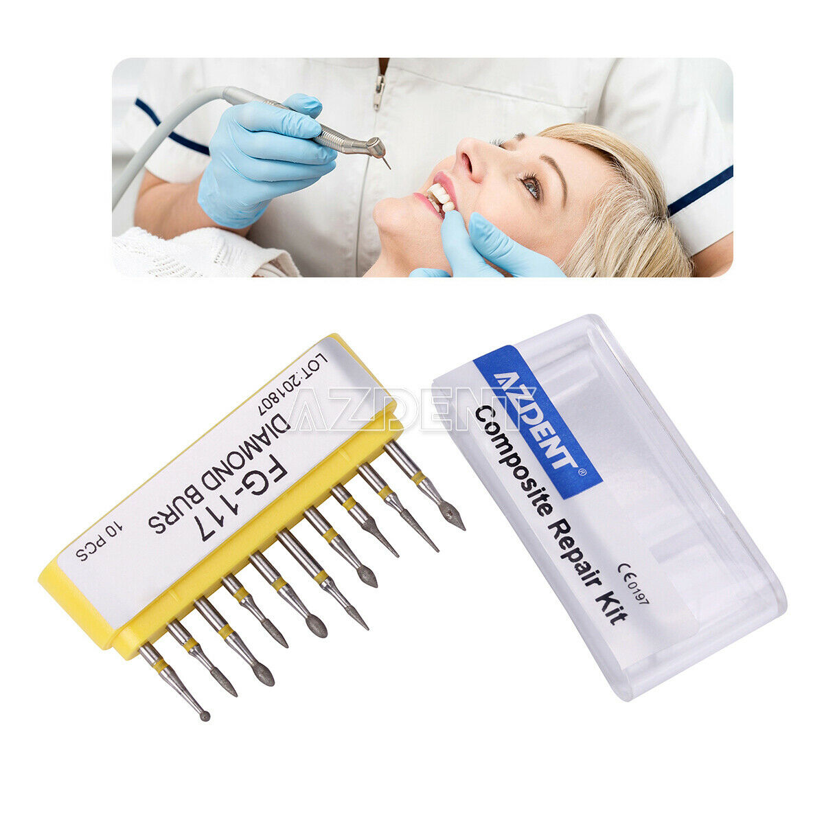 30 Kits Dental Diamond Burs FG-117 Composite Repair Kit For High Speed Handpiece