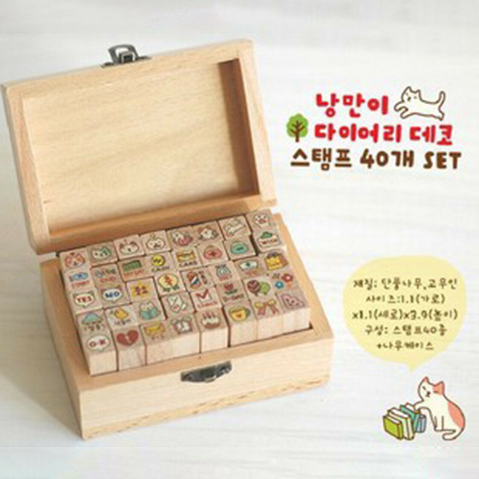 Cute Cartoon Stamps Set Multipurpose DIY Diary Cards Cat Stamps Craft, 40 pcs