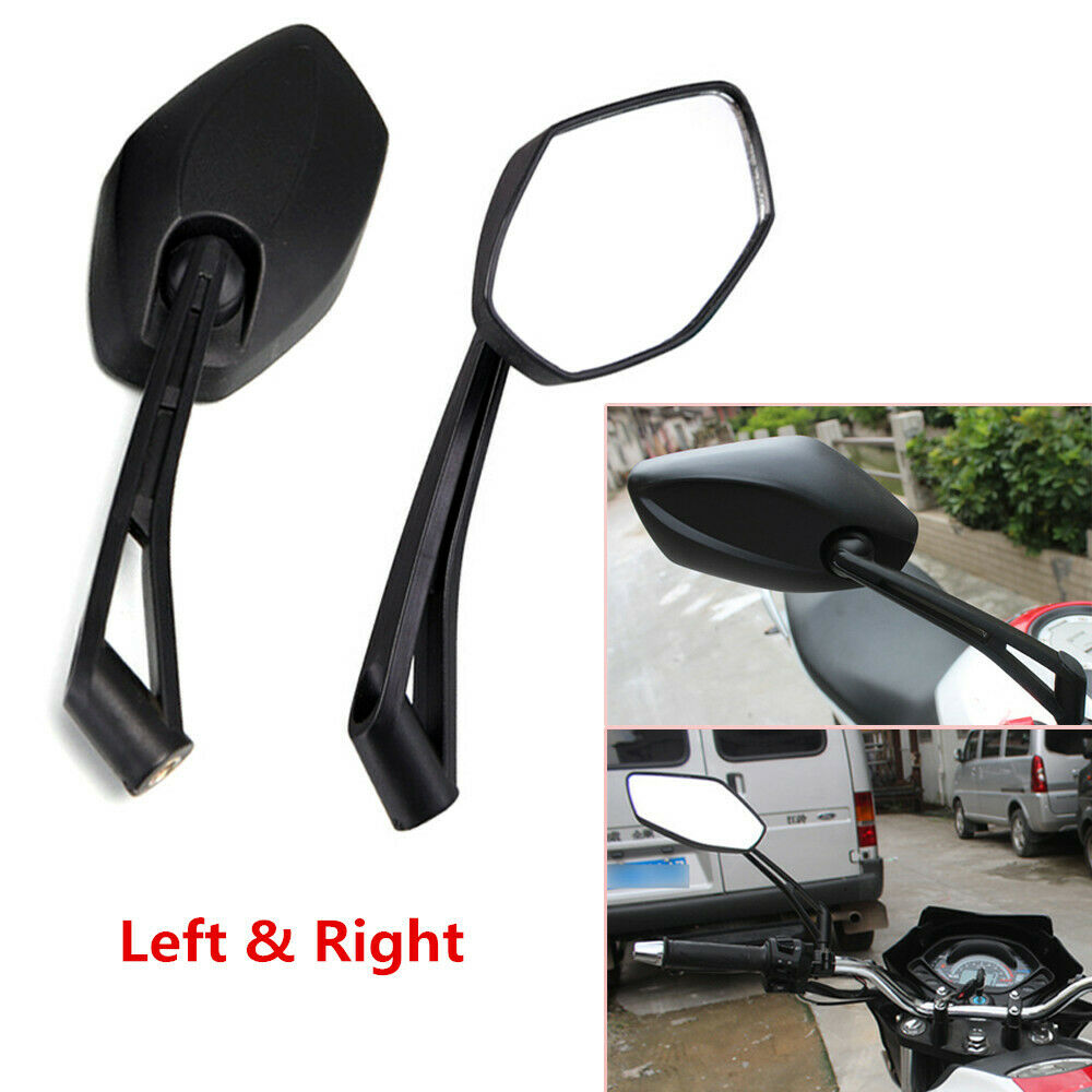 2PCS Universal Motorcycle Dirt Bike chopper ATV 8mm 10mm Rear View Mirrors Black