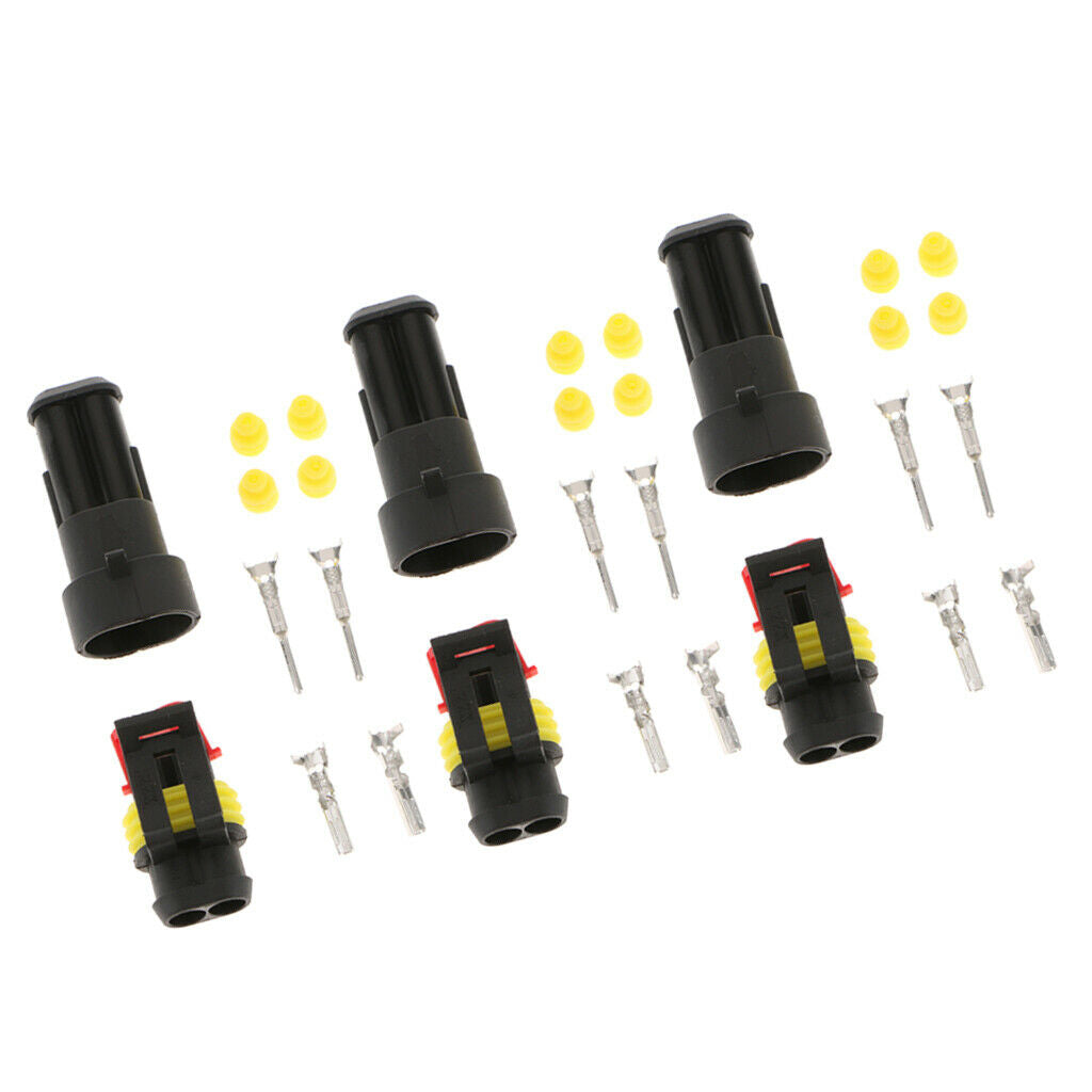 3pcs Car Auto Sealed Waterproof Electrical Wire Connector Plug 2P