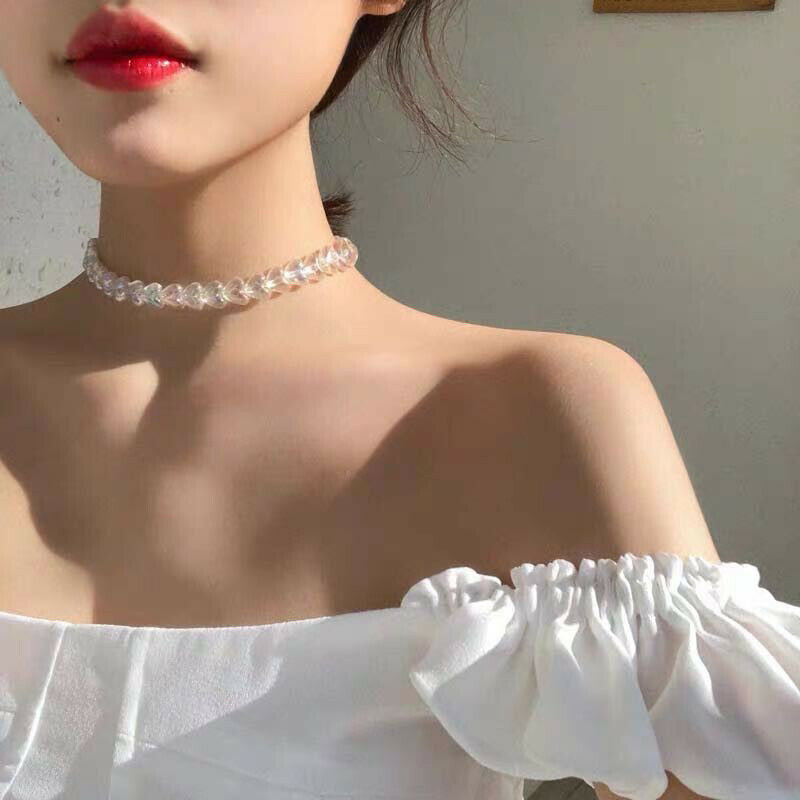 Sweet Acrylic Heart Chokers Necklace Decorations For Women Jewelry Accessor Rf